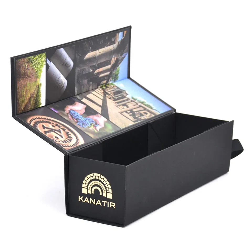 Custom Magnetic Gift Box With Ribbon Wine Gift Packaging Folding Magnetic Shipping Box Luxury Wine Gift Magnetic Folding Box
