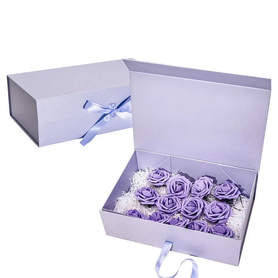 Custom Magnetic Gift Box With Ribbon Wine Gift Packaging Folding Magnetic Shipping Box Luxury Wine Gift Magnetic Folding Box